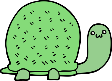 Bir insan tarafından çizilmiş şirin karikatür kaplumbağası.