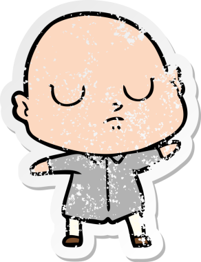 Bir insan tarafından çizilmiş kel bir adamın sıkıntılı çıkartması.