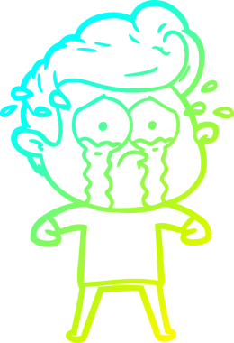 Bir insan tarafından çizilmiş ağlayan bir karikatür çizimi.