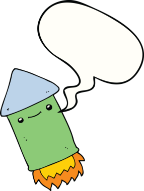 Bir insan tarafından çizilmiş konuşma baloncuklu havai fişek.