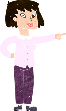 Bir insan tarafından çizilmiş çizgi film kadını.