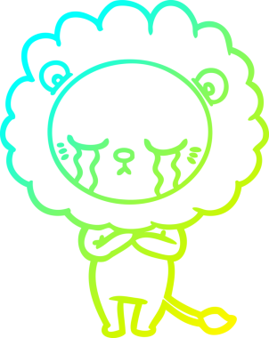 Bir insan tarafından çizilmiş ağlayan bir aslanın soğuk gradyan çizgisi.