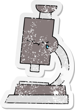 Bir insan tarafından çizilmiş sevimli bir mikroskobun sıkıntılı çıkartması.