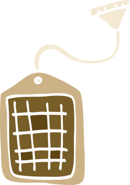 Bir insan tarafından çizilmiş çizgili çay poşeti.