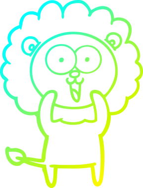 Bir insan tarafından çizilmiş mutlu çizgi film aslanı çizimi.