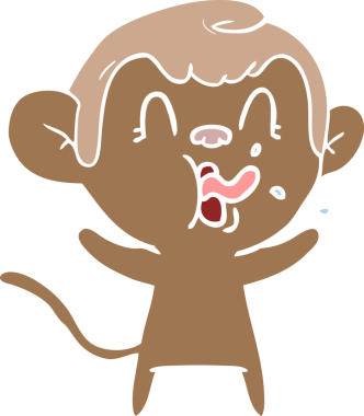 Bir insan tarafından çizilmiş düz renk çizgi film maymunu.