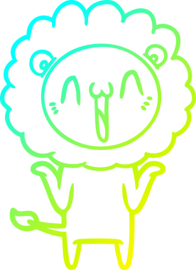 Bir insan tarafından çizilmiş mutlu çizgi film aslanı çizimi.