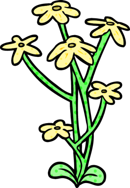 Bir insan tarafından çizilmiş karikatür çiçeği