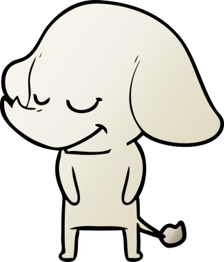 Bir insan tarafından çizilmiş gülümseyen bir fil.