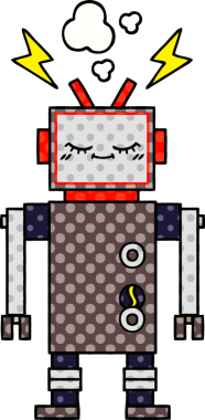 Bir insan tarafından çizilmiş dans eden bir robotun çizgi romanı.