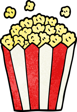 Bir insan tarafından çizilmiş çizgi film patlamış mısırı.