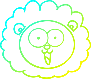 Bir insan tarafından çizilmiş karikatür aslanı yüzü.