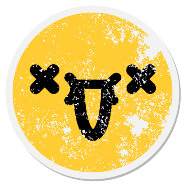 Mutlu ölü yüz dairesel etiketi bir insan tarafından çizilmiş.