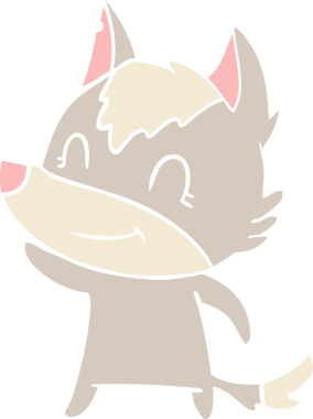 Bir insan tarafından çizilmiş düz renkli çizgi film kurdu.