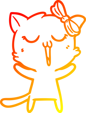 Bir insan tarafından çizilmiş çizgi film kedisinin sıcak çizgi çizimi