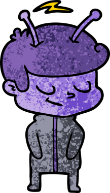 Bir insan tarafından çizilmiş dost canlısı çizgi film uzay adamı.