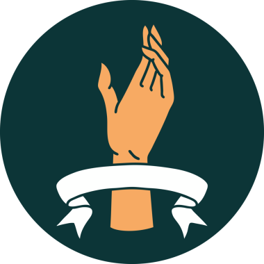 bir insan tarafından çizilmiş bir el pankartıyla dövme biçimi simgesi