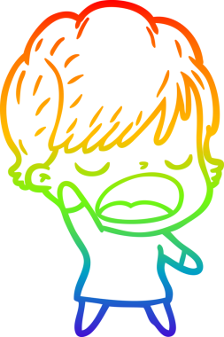 Gökkuşağı gradyan çizgi çizimi bir insan tarafından çizilmiş bir karikatür kadın