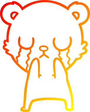 Bir insan tarafından çizilen ağlayan kutup ayısı karikatürünün sıcak çizgi çizimi