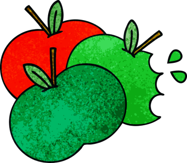 Bir insan tarafından çizilmiş elmaların retro grunge deseni