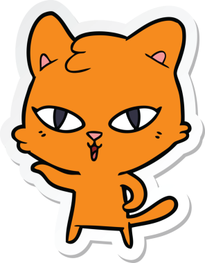 Bir insan tarafından çizilmiş çizgi film kedisinin çıkartması.