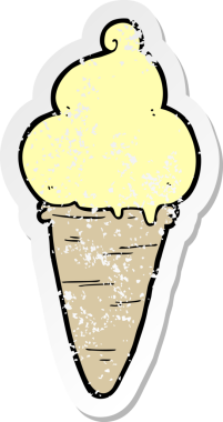 Bir insan tarafından çizilmiş karikatür dondurmasının sıkıntılı çıkartması.