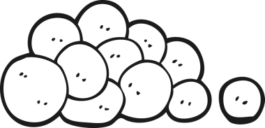 Bir insan tarafından çizilmiş siyah beyaz bezelyeler.