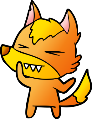 Bir insan tarafından çizilmiş tilki çizgi film karakteri