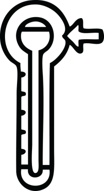 Bir insan tarafından çizilmiş sıcak termometrenin çizgi çizimi