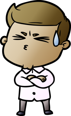 Bir insan tarafından çizilmiş terleyen çizgi film adamı.