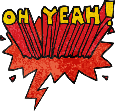 Çizgi film metni. Evet! Konuşma baloncuğu ile retro doku bir insan tarafından çizilmiş