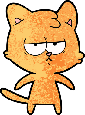 Bir insan tarafından çizilmiş sıkıcı çizgi film kedisi.