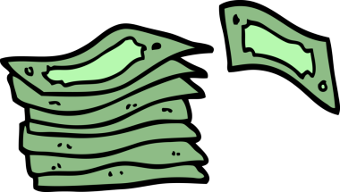 Bir insan tarafından çizilmiş para yığını.