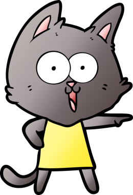 Bir insan tarafından çizilmiş komik çizgi film kedisi.