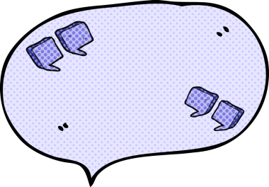 Bir insan tarafından çizilmiş serbest çizilmiş çizgi roman konuşma balonu tırnak işaretleri