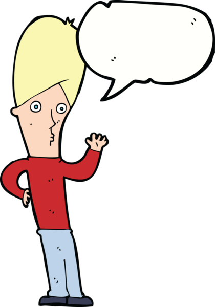 Bir insan tarafından çizilmiş konuşma baloncuğuyla el sallayan çizgi film adamı.