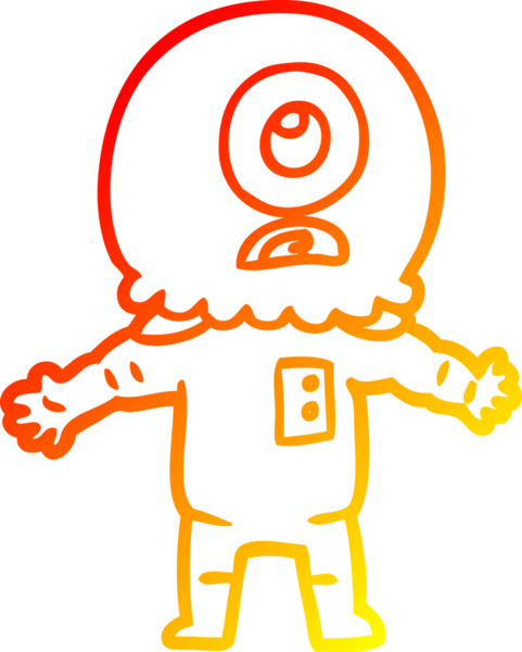 Bir insan tarafından çizilmiş sıcak çizgi çizgi çizimi Kiklops uzaylı uzay adamı