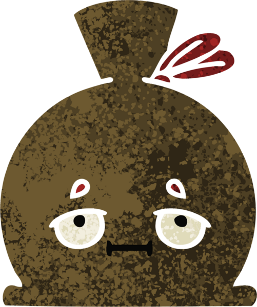 Bir insan tarafından çizilmiş bir çuvalın retro illüstrasyon tarzı karikatürü