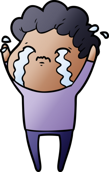 Bir insan tarafından çizilmiş ağlayan çizgi film adamı.