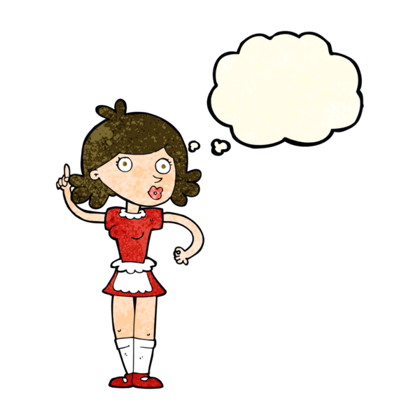Bir insan tarafından çizilmiş düşünce balonlu bir kız.