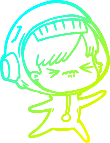 Bir insan tarafından çizilmiş kızgın bir uzay kızı çizimi.