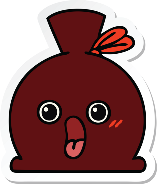 Bir insan tarafından çizilmiş şirin bir karikatür çuvalı.