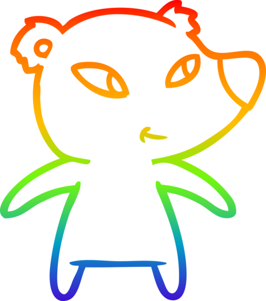 Gökkuşağı gradyanı çizimi. Bir insan tarafından çizilmiş şirin bir ayı çizgi filmi.