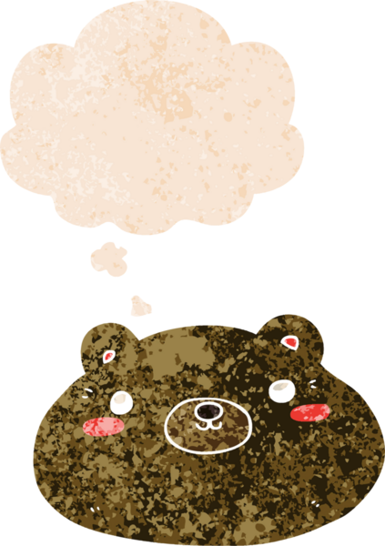 Düşünce baloncuğu ve grunge ile çizgi film ayısı bir insan tarafından çizilmiş tedirgin geçmiş doku