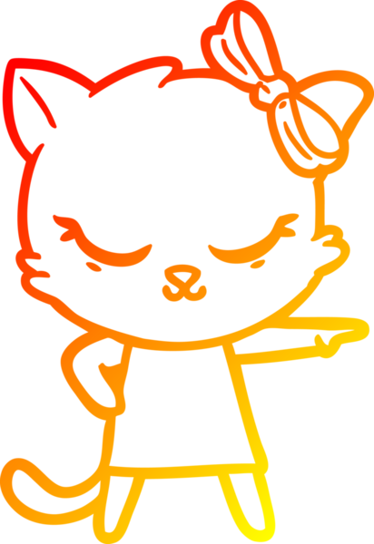 Bir insan tarafından çizilmiş sevimli bir çizgi film kedisinin sıcak çizgi çizimi