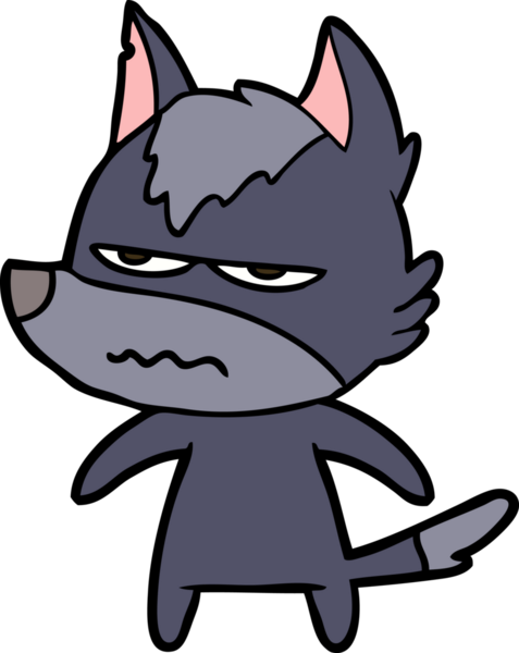 Bir insan tarafından çizilmiş rahatsız kurt çizgi filmi.