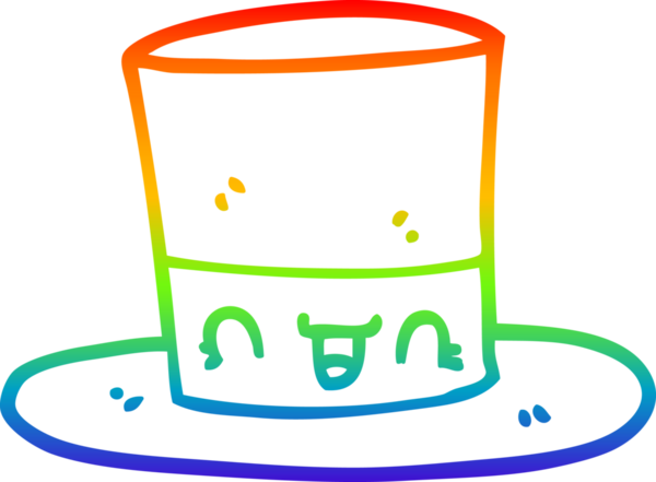 gökkuşağı gradyan çizgi çizimi bir insan tarafından çizilmiş silindir şapka