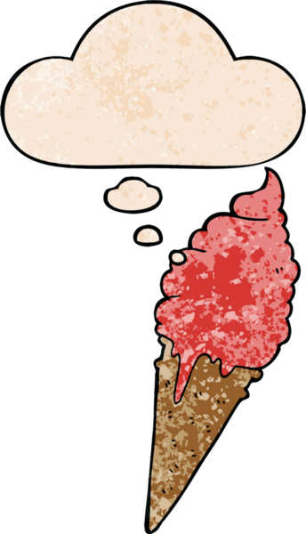 Bir insan tarafından çizilmiş grunge desenli düşünce baloncuklu çizgi film dondurması.