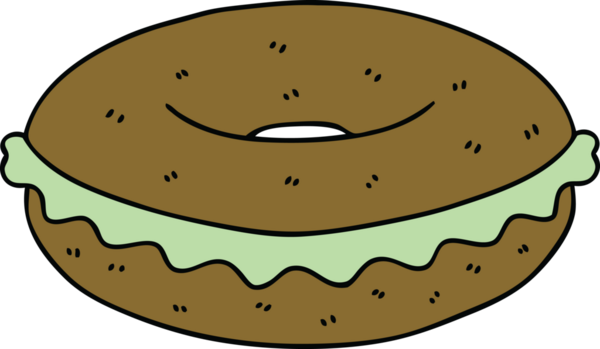 Bir insan tarafından çizilmiş tuhaf bir çizgi film simit.