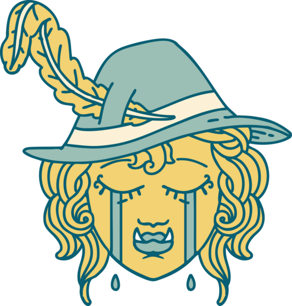 Retro Dövme Biçimi Ağlayan Ork Ozan karakteri Bir insan tarafından çizilmiş